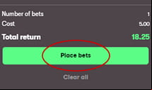 The place bet button, displayed on the 10bet page