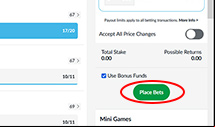BetVictor Placing bet